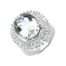 11.14 Carat Genuine Green Amethyst and White Topaz .925 Sterling Silver Ring-2