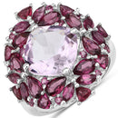 8.19 Carat Genuine Pink Amethyst and Rhodolite .925 Sterling Silver Ring-4