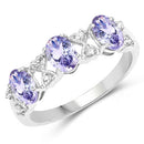 1.40 Carat Genuine Tanzanite and White Topaz .925 Sterling Silver Ring-4