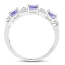 1.40 Carat Genuine Tanzanite and White Topaz .925 Sterling Silver Ring-5