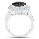 3.68 Carat Genuine Cobalt Blue Drusy & Swiss Blue Topaz .925 Sterling Silver Ring-5