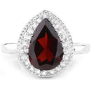 3.94 Carat Genuine Garnet & White Topaz .925 Sterling Silver Ring-6