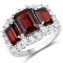 6.55 Carat Genuine Garnet and White Topaz .925 Sterling Silver Ring-3