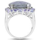 13.99 Carat Genuine Labradorite and Tanzanite .925 Sterling Silver Ring-5