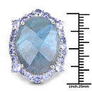 13.99 Carat Genuine Labradorite and Tanzanite .925 Sterling Silver Ring-6