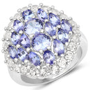 4.72 Carat Genuine Tanzanite and White Topaz .925 Sterling Silver Ring-4