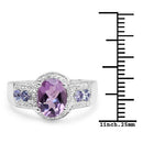 2.11 Carat Genuine Amethyst, Tanzanite and White Topaz .925 Sterling Silver Ring-6