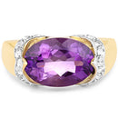 14K Yellow Gold Plated 4.98 Carat Genuine Amethyst and White Topaz .925 Sterling Silver Ring-6