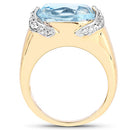 14K Yellow Gold Plated 6.56 Carat Genuine Blue Topaz and White Topaz .925 Sterling Silver Ring-5