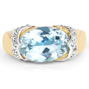 14K Yellow Gold Plated 6.56 Carat Genuine Blue Topaz and White Topaz .925 Sterling Silver Ring-6