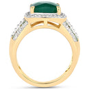 3.75 Carat Dyed Emerald, Emerald and White Topaz .925 Sterling Silver Ring-6
