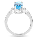 3.67 Carat Genuine Swiss Blue Topaz and White Diamond .925 Sterling Silver Ring-5