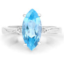 3.67 Carat Genuine Swiss Blue Topaz and White Diamond .925 Sterling Silver Ring-6