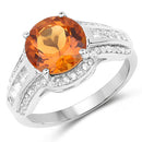 2.81 Carat Genuine Citrine and White Topaz .925 Sterling Silver Ring-4