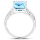 5.78 Carat Genuine Swiss Blue Topaz and White Topaz .925 Sterling Silver Ring-5
