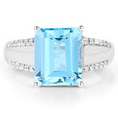 5.78 Carat Genuine Swiss Blue Topaz and White Topaz .925 Sterling Silver Ring-6