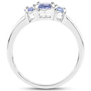 0.95 Carat Genuine Tanzanite .925 Sterling Silver Ring-5