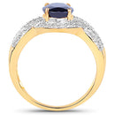 14K Yellow Gold Plated 2.56 Carat Genuine Kyanite and White Topaz .925 Sterling Silver Ring-6
