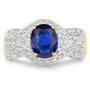 14K Yellow Gold Plated 2.56 Carat Genuine Kyanite and White Topaz .925 Sterling Silver Ring-8