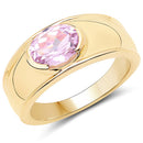 14K Yellow Gold Plated 2.40 Carat Genuine Kunzite .925 Sterling Silver Ring-5