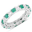 2.86 Carat Genuine Emerald and White Topaz .925 Sterling Silver Ring-2