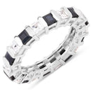 3.60 Carat Genuine Blue Sapphire and White Topaz .925 Sterling Silver Ring-2