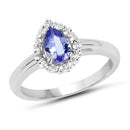0.96 Carat Genuine Tanzanite and White Topaz .925 Sterling Silver Ring-4
