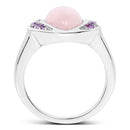 3.57 Carat Genuine Rose Quartz And Amethyst .925 Sterling Silver Ring-5