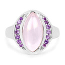 3.57 Carat Genuine Rose Quartz And Amethyst .925 Sterling Silver Ring-6