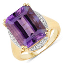 11.58 Carat Genuine Amethyst and White Topaz .925 Sterling Silver Ring-2