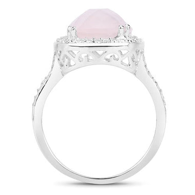 5.80 Carat Genuine Rose Quartz .925 Sterling Silver Ring - 0