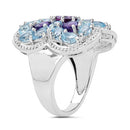 5.53 Carat Genuine Amethyst & Blue Topaz .925 Sterling Silver Ring-5
