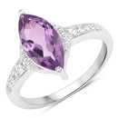 1.55 Carat Genuine Amethyst and White Topaz .925 Sterling Silver Ring-1