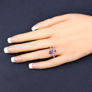 1.55 Carat Genuine Amethyst and White Topaz .925 Sterling Silver Ring-5