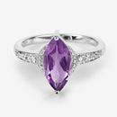 1.55 Carat Genuine Amethyst and White Topaz .925 Sterling Silver Ring-8
