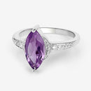 1.55 Carat Genuine Amethyst and White Topaz .925 Sterling Silver Ring-9
