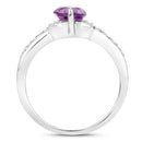 1.55 Carat Genuine Amethyst and White Topaz .925 Sterling Silver Ring-2