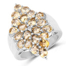 3.54 Carat Genuine Citrine and White Topaz .925 Sterling Silver Ring-4