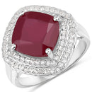 5.86 Carat Glass Filled Ruby and White Topaz .925 Sterling Silver Ring-4