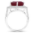 5.86 Carat Glass Filled Ruby and White Topaz .925 Sterling Silver Ring-5
