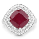 5.86 Carat Glass Filled Ruby and White Topaz .925 Sterling Silver Ring-6
