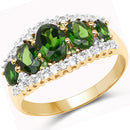 18K Yellow Gold Plated 2.70 Carat Genuine Chrome Diopside and White Topaz .925 Sterling Silver Ring-4