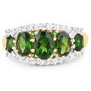 18K Yellow Gold Plated 2.70 Carat Genuine Chrome Diopside and White Topaz .925 Sterling Silver Ring-6