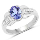 1.27 Carat Genuine Tanzanite and White Diamond .925 Sterling Silver Ring-4
