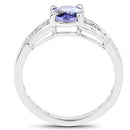 1.27 Carat Genuine Tanzanite and White Diamond .925 Sterling Silver Ring-5