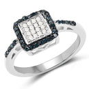 0.28 Carat Genuine Blue Diamond and White Diamond .925 Sterling Silver Ring-4