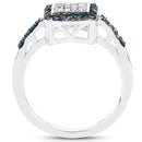 0.28 Carat Genuine Blue Diamond and White Diamond .925 Sterling Silver Ring-5