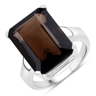 11.20 Carat Genuine Smoky Quartz .925 Sterling Silver Ring - 0