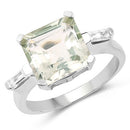 4.76 Carat Genuine Green Amethyst & White Topaz .925 Sterling Silver Ring-4