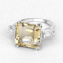 11.45 Carat Genuine Lemon Quartz and White Topaz .925 Sterling Silver Ring-8